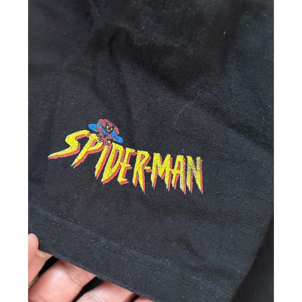 Marvel Spider-man Sergio Calabasas Black All Over Print Vintage Tee Peter Parker - Picture 6 of 9